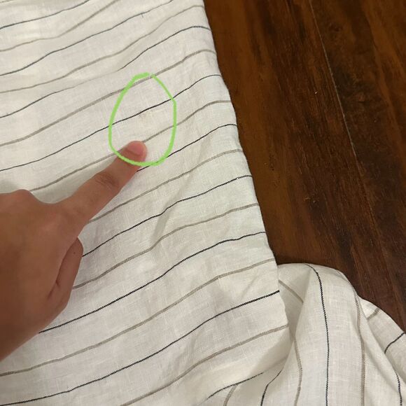 NWOT ESKANDAR White Linen Monk Cowl Neck Top Lagenlook in Stripe Sz 1 (10-12) - Picture 8 of 14